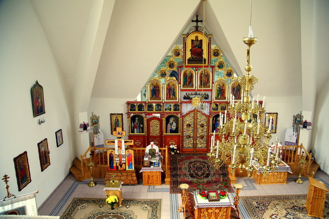 Wnętrze cerkiewki w Krynicy.